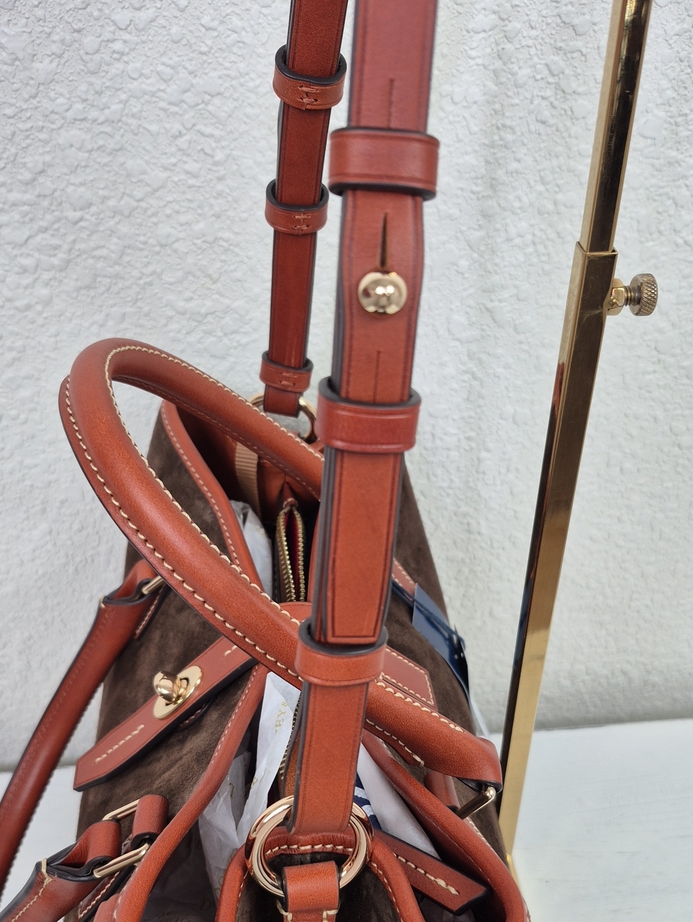 Dooney & Bourke Brown Suede Satchel with Tan Leather Trim Nwt Perry Satchel - Picture 8 of 16